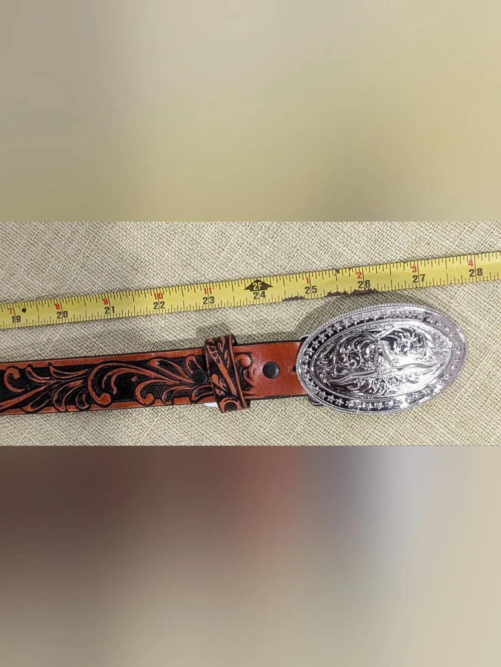 Tony Lama Kids Western Brown Leather US Flag Embossed Silver Buckle & Studs 7/21